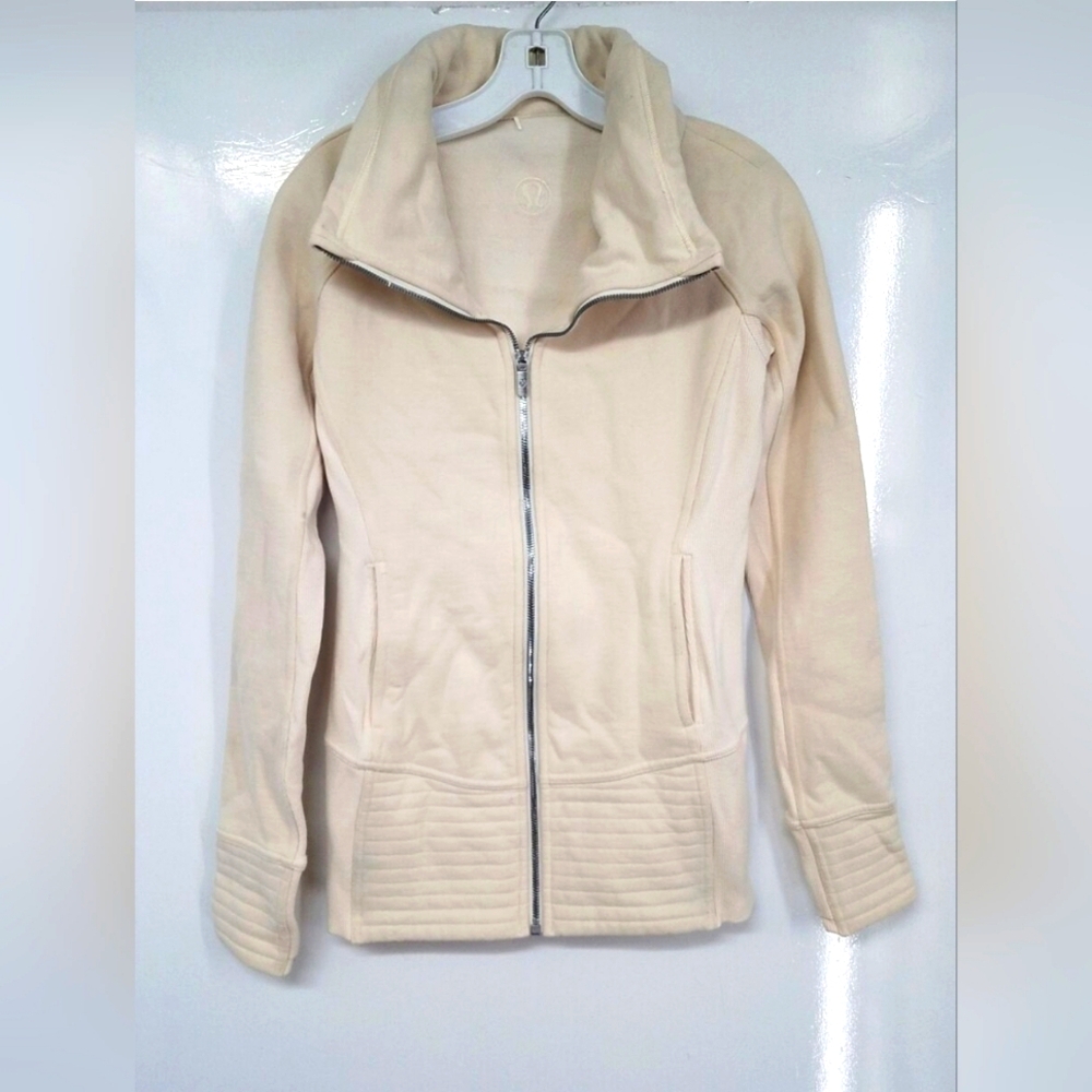 Lululemon Radiant Light beige cream zip up jacket sz 4